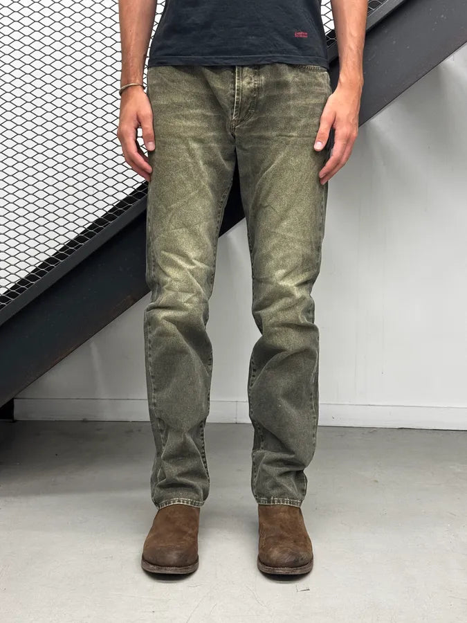 2000s Cavalli Eyelet Khaki Gradient Denim Jeans KrqWuDu 0