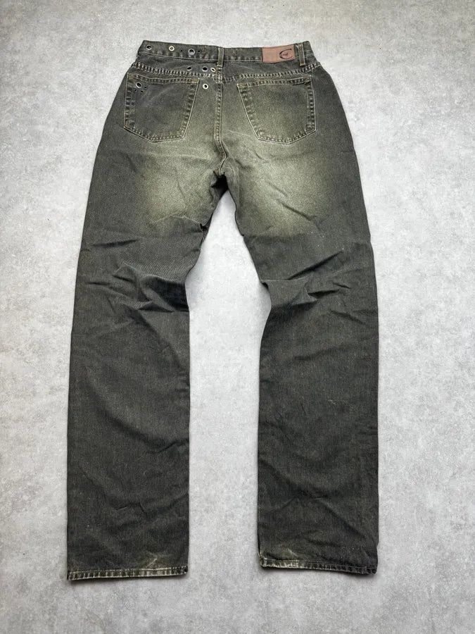 2000s Cavalli Eyelet Khaki Gradient Denim Jeans KrqWuDu 4