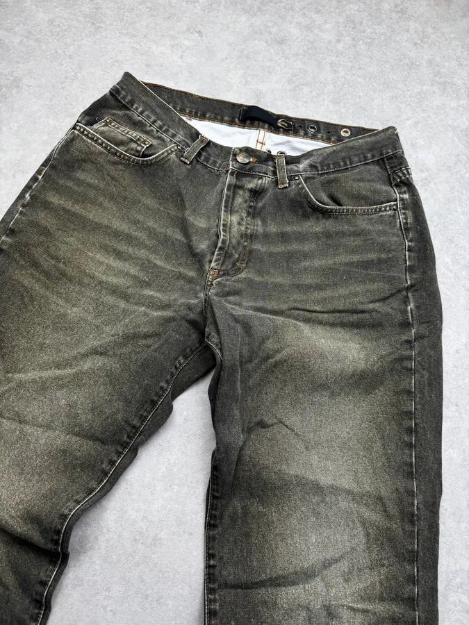 2000s Cavalli Eyelet Khaki Gradient Denim Jeans KrqWuDu 5
