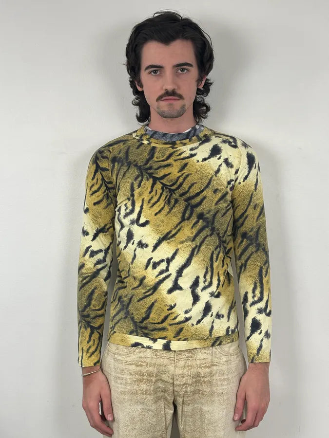 Roberto Cavalli Gold Savate Tiger Print Longsleeve IfAYoKq 1