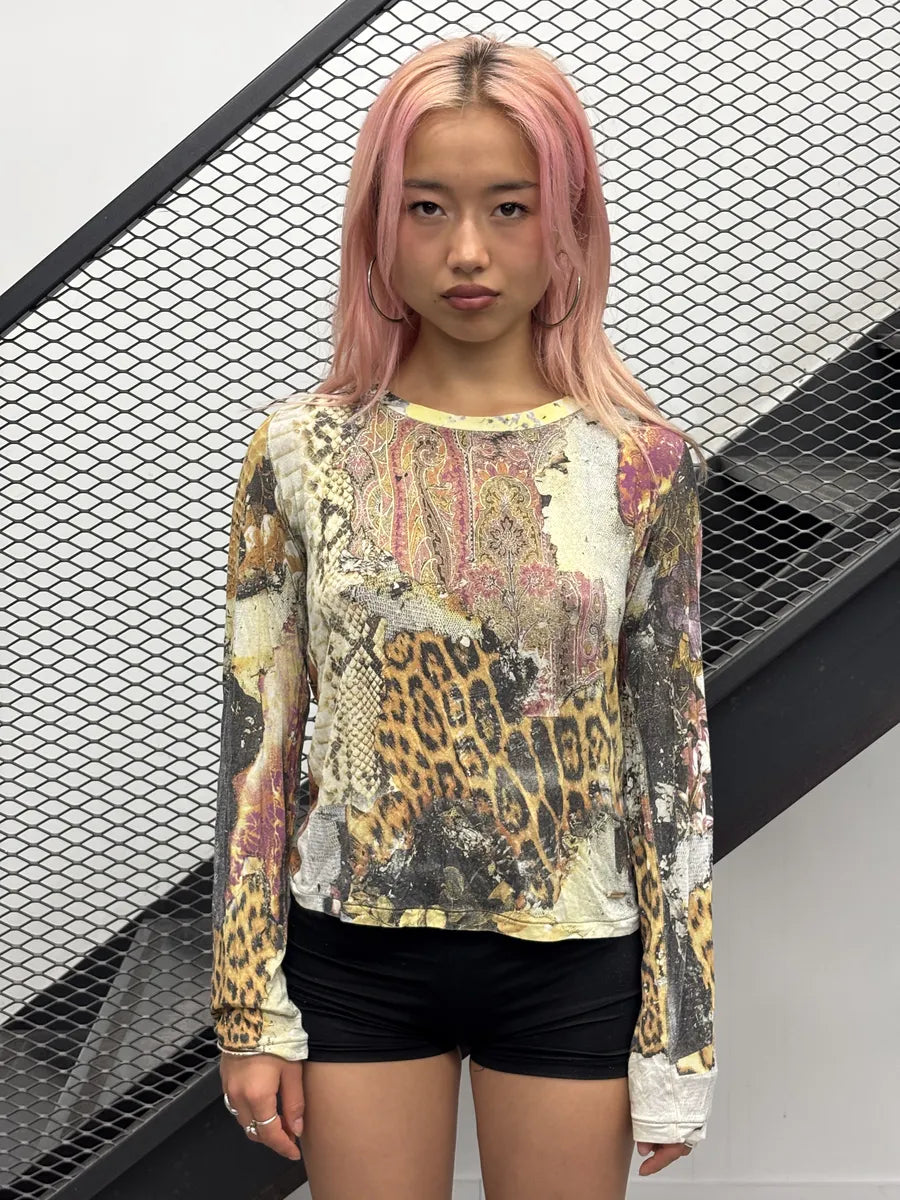 SS2003 Roberto Cavalli Irregular Destructured Leopard Longsleeve GuUENwa 0