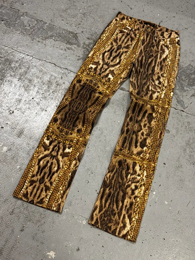 2000s Roberto Cavalli Leopard & Gold Chains Pants IfmMMuV 5