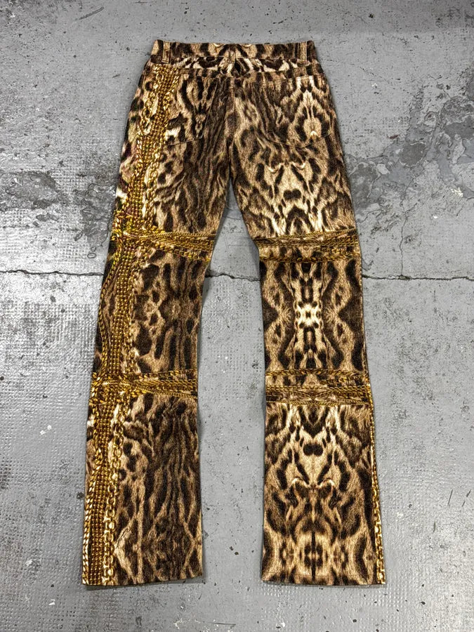 2000s Roberto Cavalli Leopard & Gold Chains Pants IfmMMuV 4