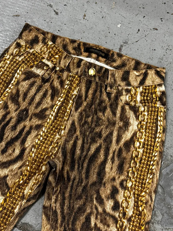2000s Roberto Cavalli Leopard & Gold Chains Pants IfmMMuV 7