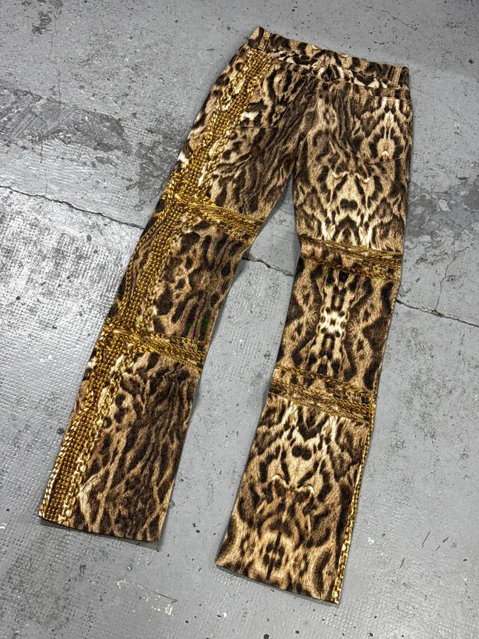 2000s Roberto Cavalli Leopard & Gold Chains Pants IfmMMuV 6