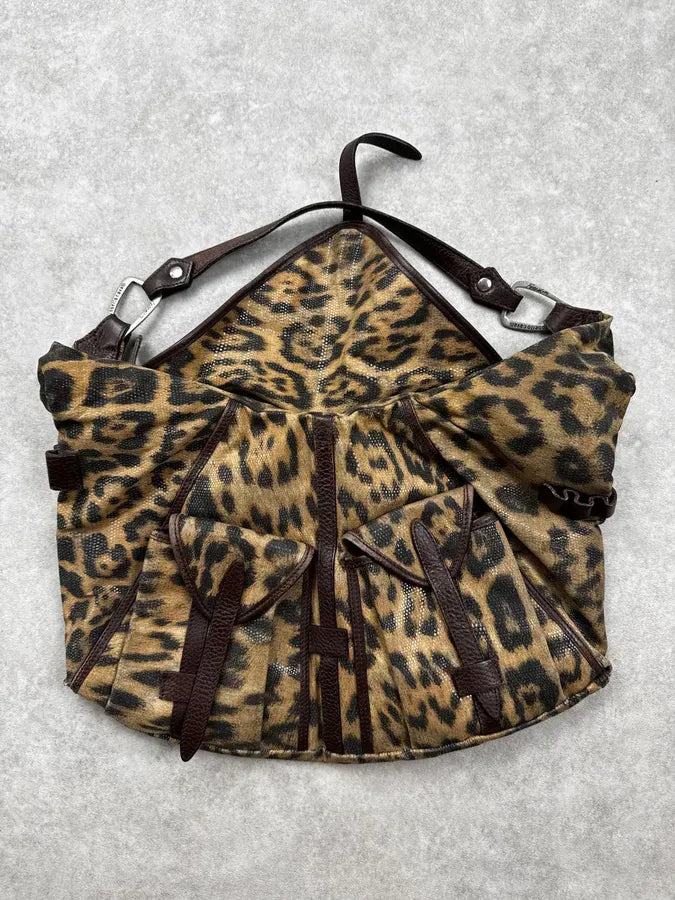 Roberto Cavalli Leopard Glitter Multi Pocket Shoulder Bag hTqhvFN 4