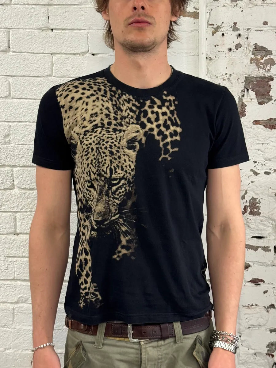 Roberto Cavalli Leopard Hunt Black T-Shirt jGbVVyR 1