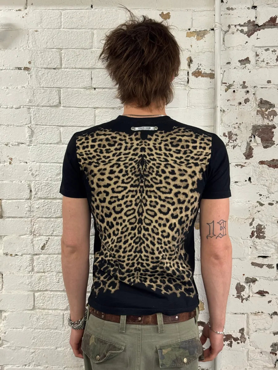 Roberto Cavalli Leopard Hunt Black T-Shirt jGbVVyR 2