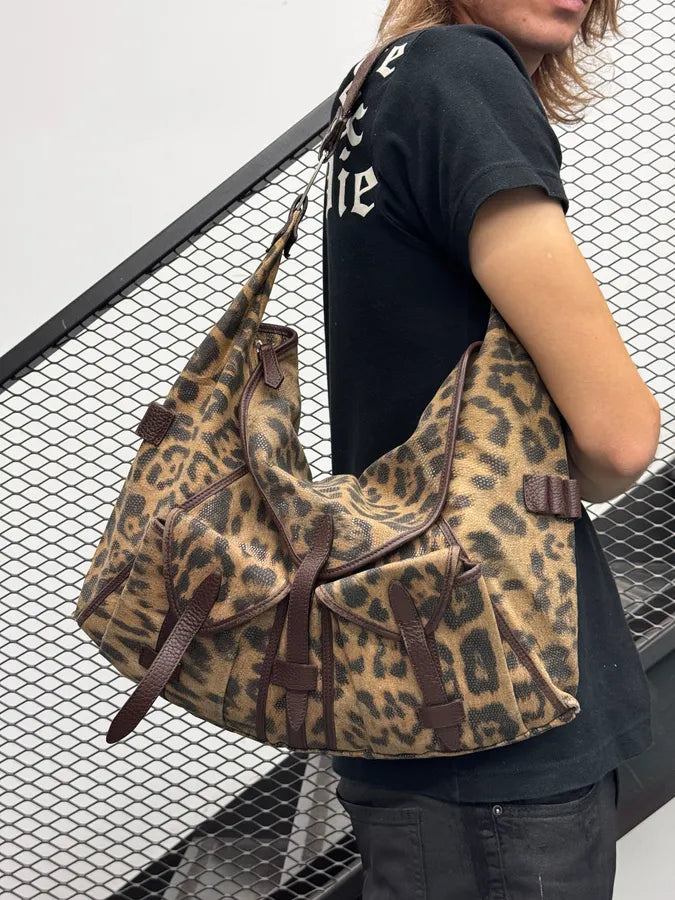 Roberto Cavalli Leopard Glitter Multi Pocket Shoulder Bag hTqhvFN 3