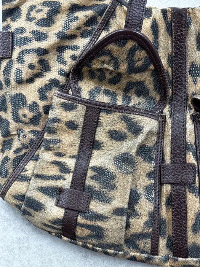 Roberto Cavalli Leopard Glitter Multi Pocket Shoulder Bag hTqhvFN 8