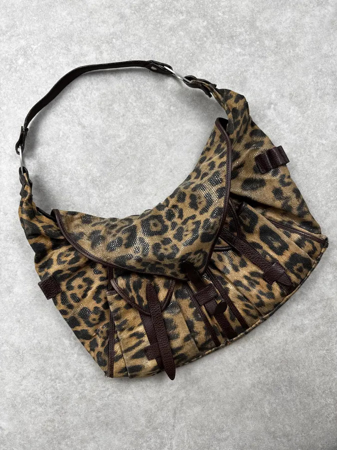 Roberto Cavalli Leopard Glitter Multi Pocket Shoulder Bag hTqhvFN 5