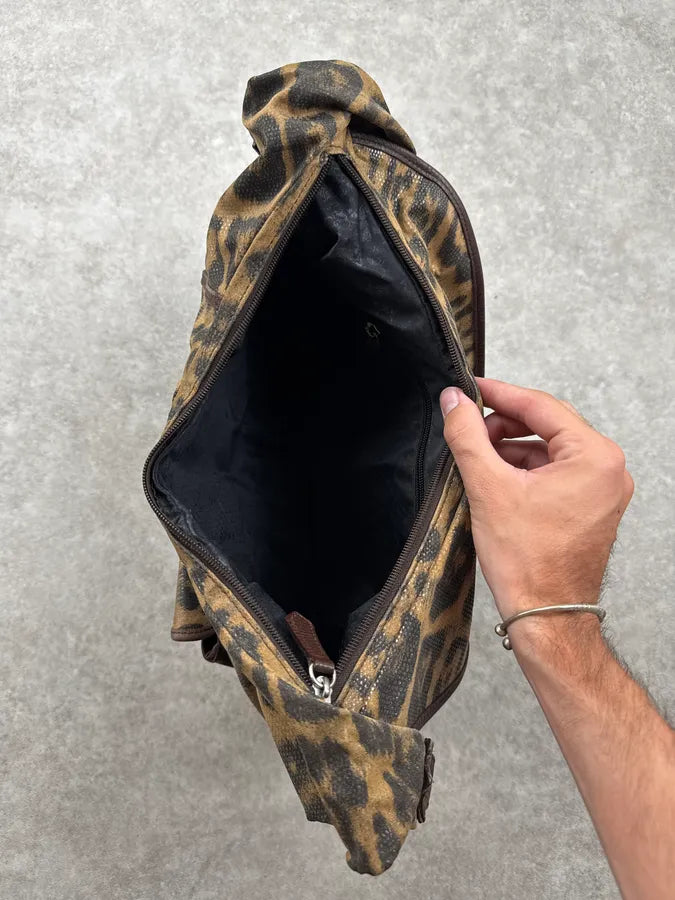 Roberto Cavalli Leopard Glitter Multi Pocket Shoulder Bag hTqhvFN 12