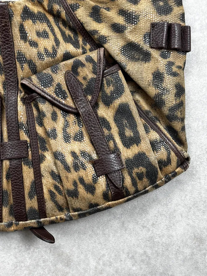 Roberto Cavalli Leopard Glitter Multi Pocket Shoulder Bag hTqhvFN 7