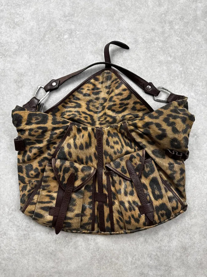 Roberto Cavalli Leopard Glitter Multi Pocket Shoulder Bag hTqhvFN 4