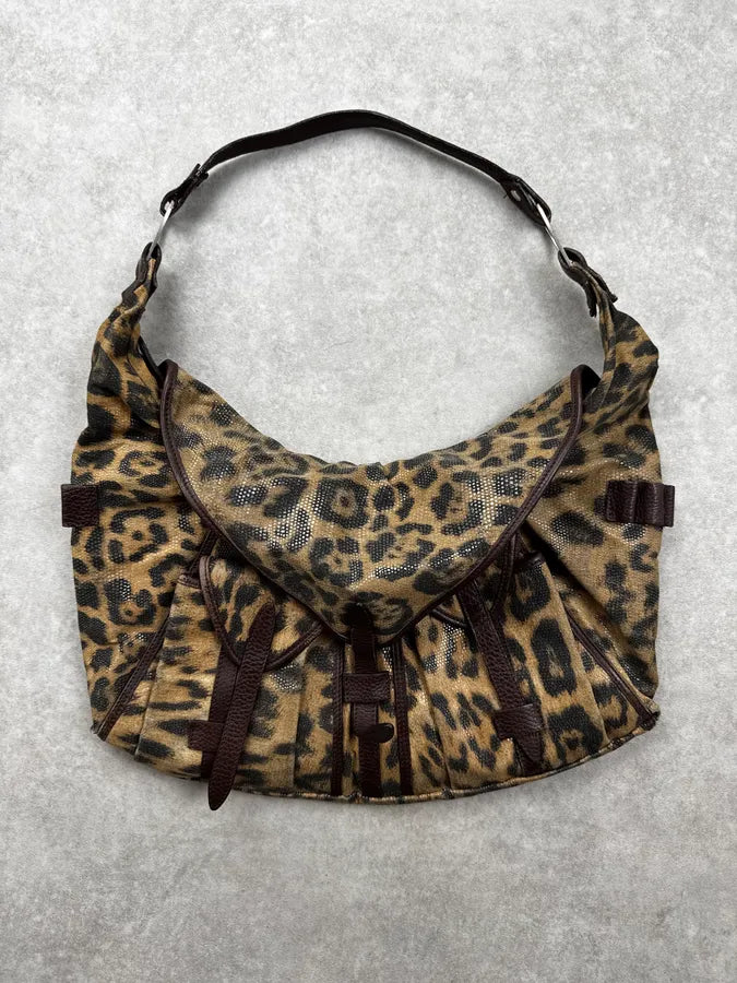 Roberto Cavalli Leopard Glitter Multi Pocket Shoulder Bag hTqhvFN 0