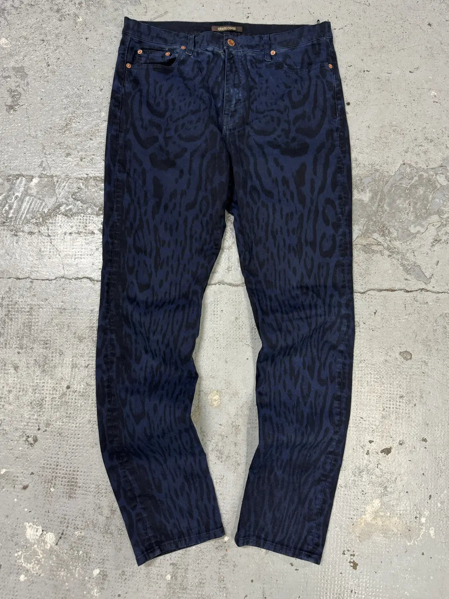 Roberto Cavalli Leopard Slim Navy & Black Pants RbcYayq 0