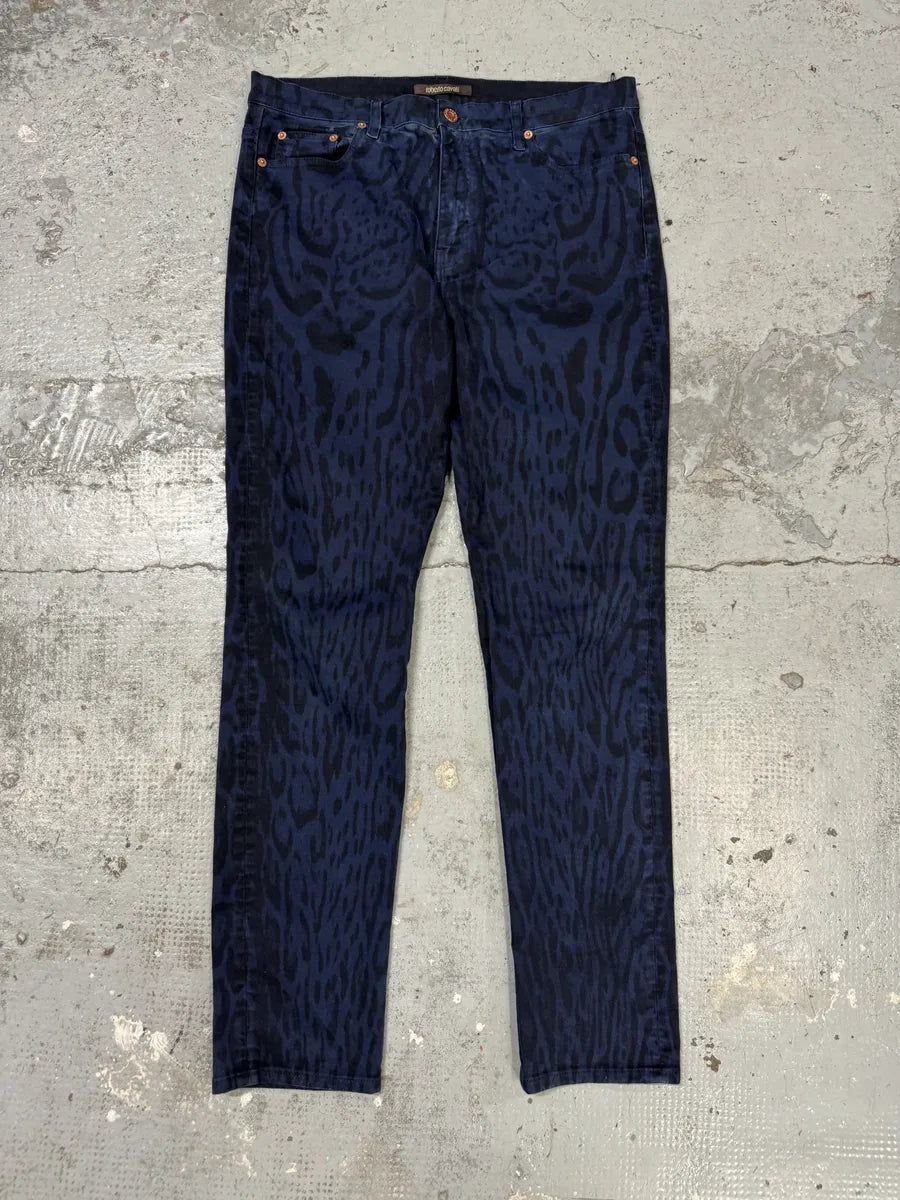 Roberto Cavalli Leopard Slim Navy & Black Pants RbcYayq 7