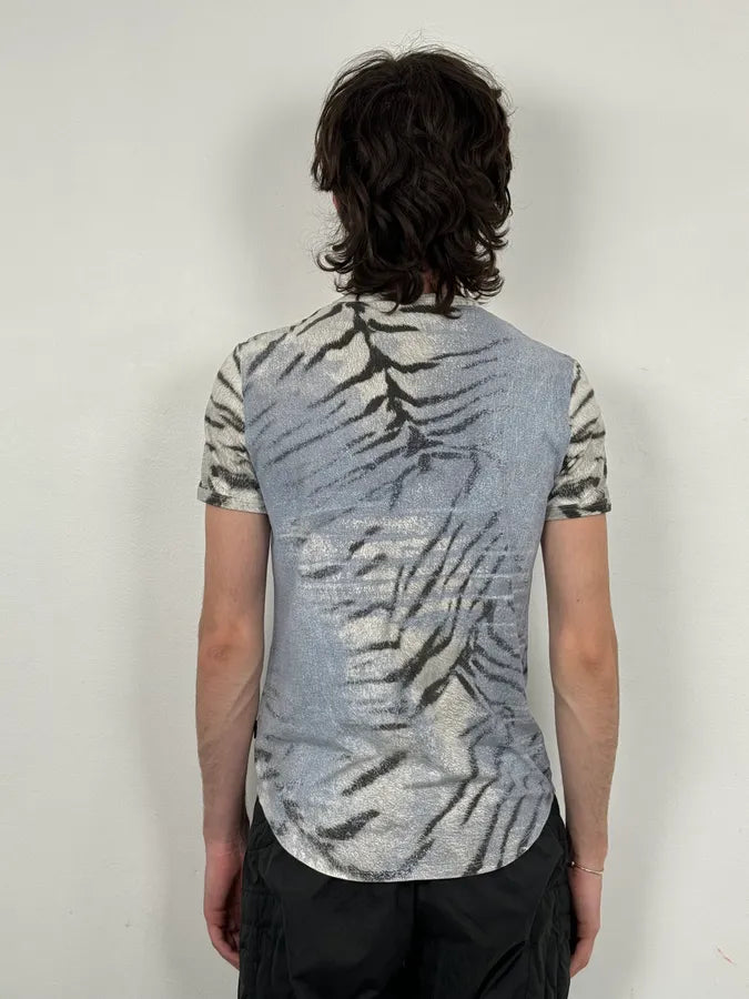 SS2002 Cavalli Light Blue White Zebra T-Shirt TQFvyaB 2