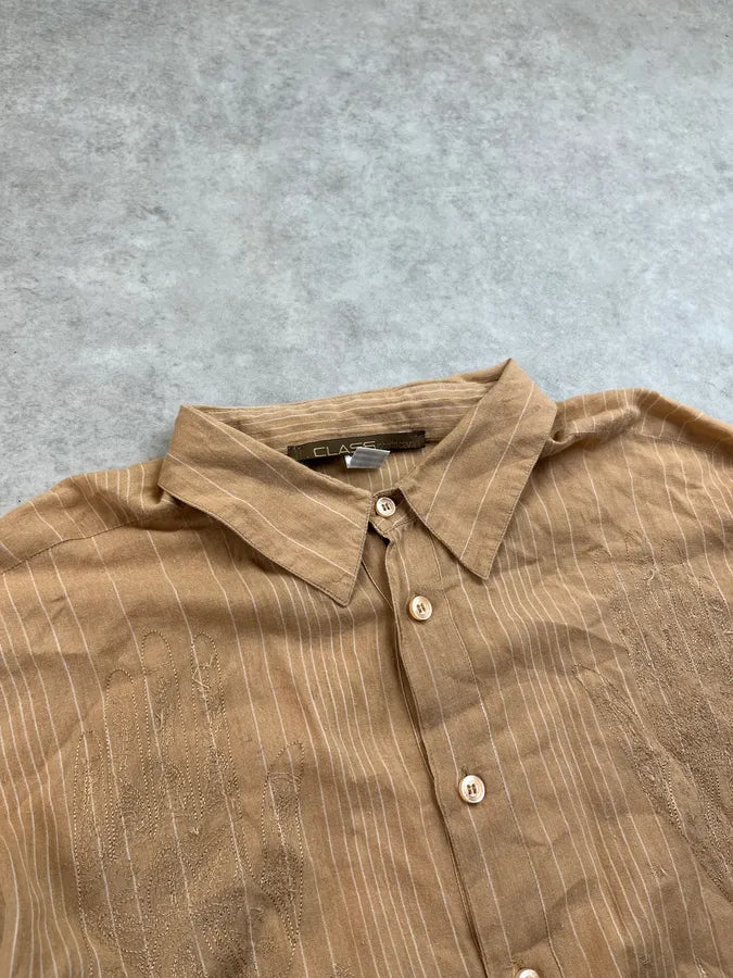 2000s Roberto Cavalli Light Orange Embroidered Shirt vPyvtmf 5