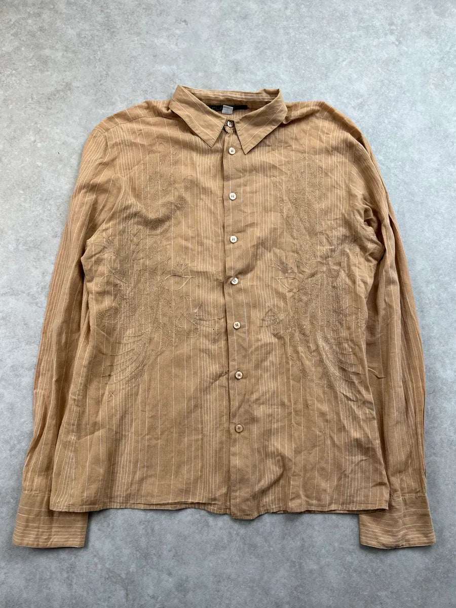 2000s Roberto Cavalli Light Orange Embroidered Shirt vPyvtmf 2