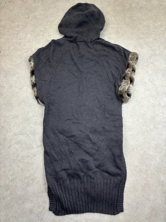 2000s Roberto Cavalli Long Grey Fur Hooded Vest  SfuAOBI 4