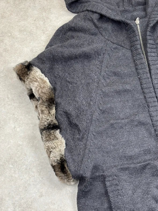 2000s Roberto Cavalli Long Grey Fur Hooded Vest  SfuAOBI 7