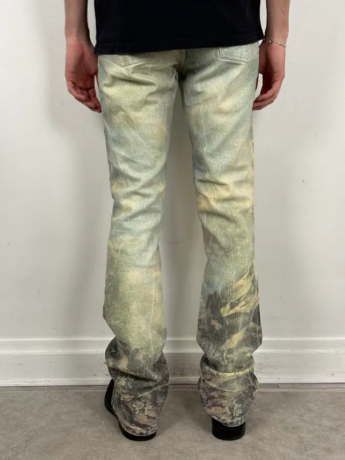 1990s Roberto Cavalli Art « Venus Fade » Denim Flare Jeans mFSKrCc 3