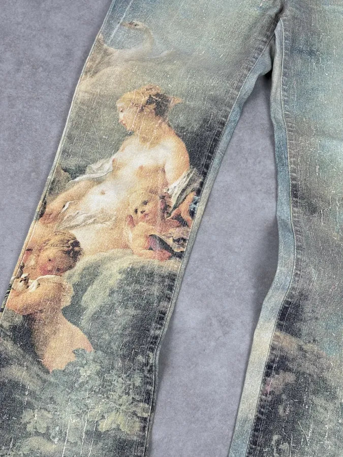 1990s Roberto Cavalli Art « Venus Fade » Denim Flare Jeans mFSKrCc 8