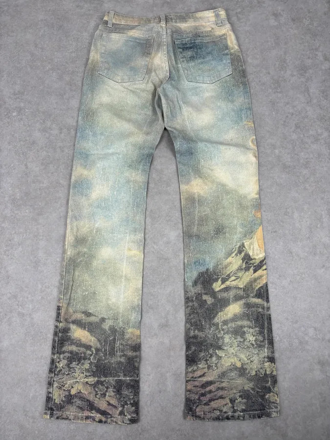 1990s Roberto Cavalli Art « Venus Fade » Denim Flare Jeans mFSKrCc 5