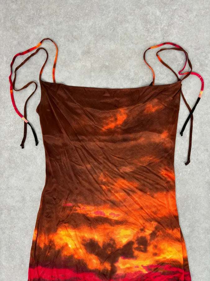 2000s Roberto Cavalli Sunset Silk Tie-Dye Maxi Dress fOyAgsx 3