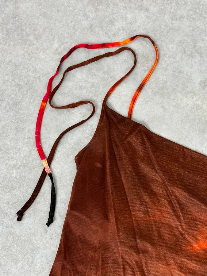 2000s Roberto Cavalli Sunset Silk Tie-Dye Maxi Dress fOyAgsx 8