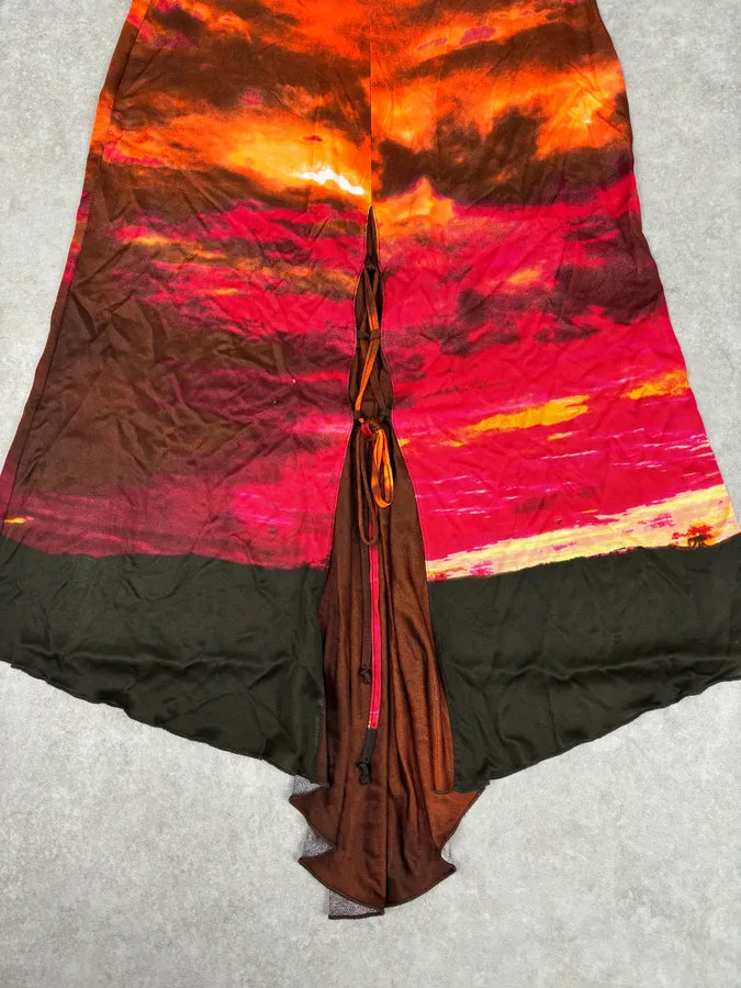 2000s Roberto Cavalli Sunset Silk Tie-Dye Maxi Dress fOyAgsx 6
