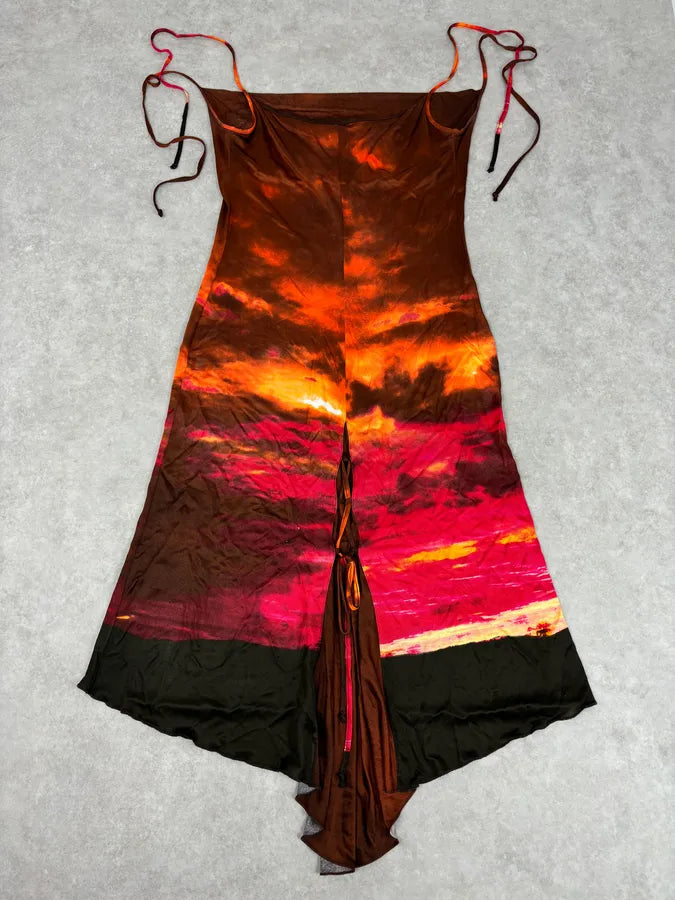 2000s Roberto Cavalli Sunset Silk Tie-Dye Maxi Dress fOyAgsx 4
