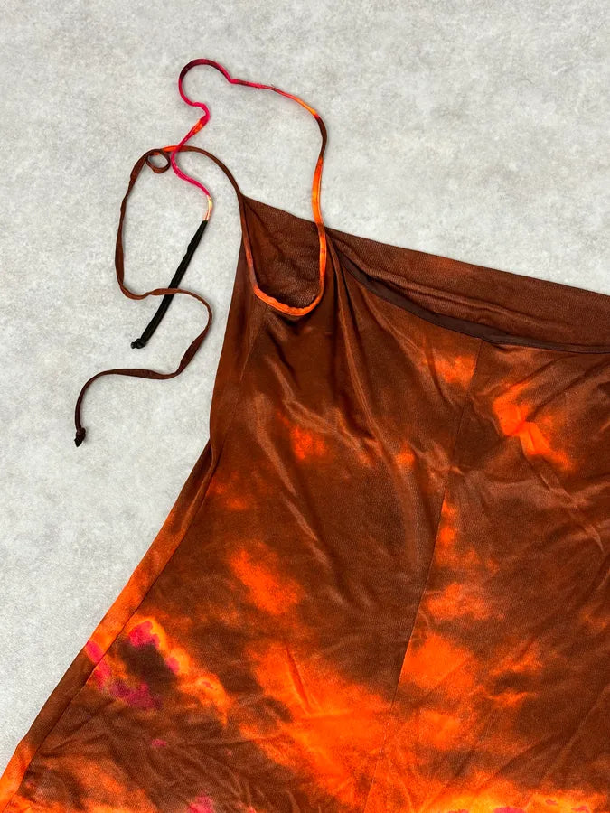 2000s Roberto Cavalli Sunset Silk Tie-Dye Maxi Dress fOyAgsx 7