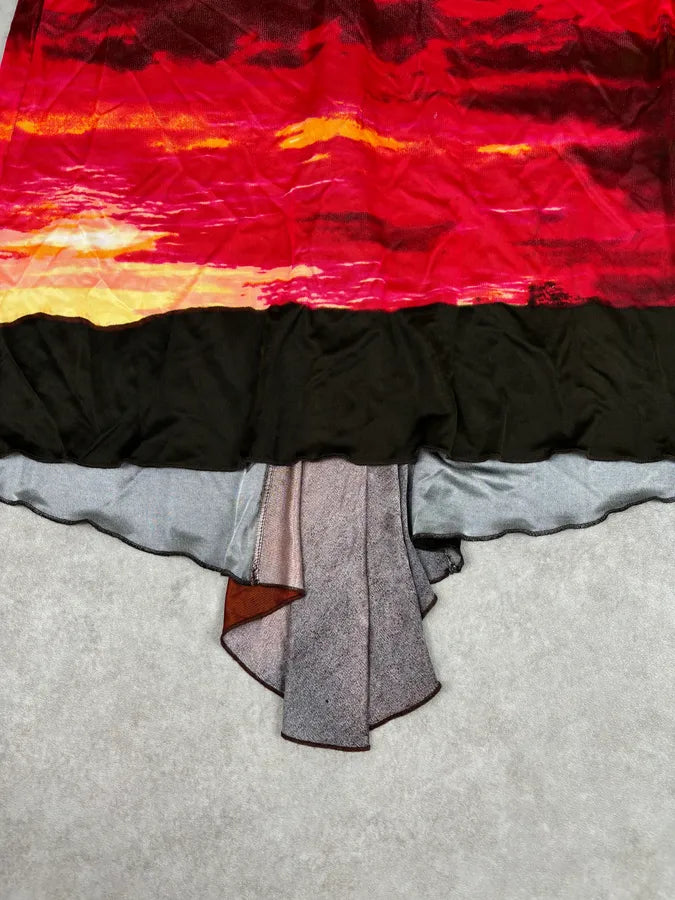 2000s Roberto Cavalli Sunset Silk Tie-Dye Maxi Dress fOyAgsx 11
