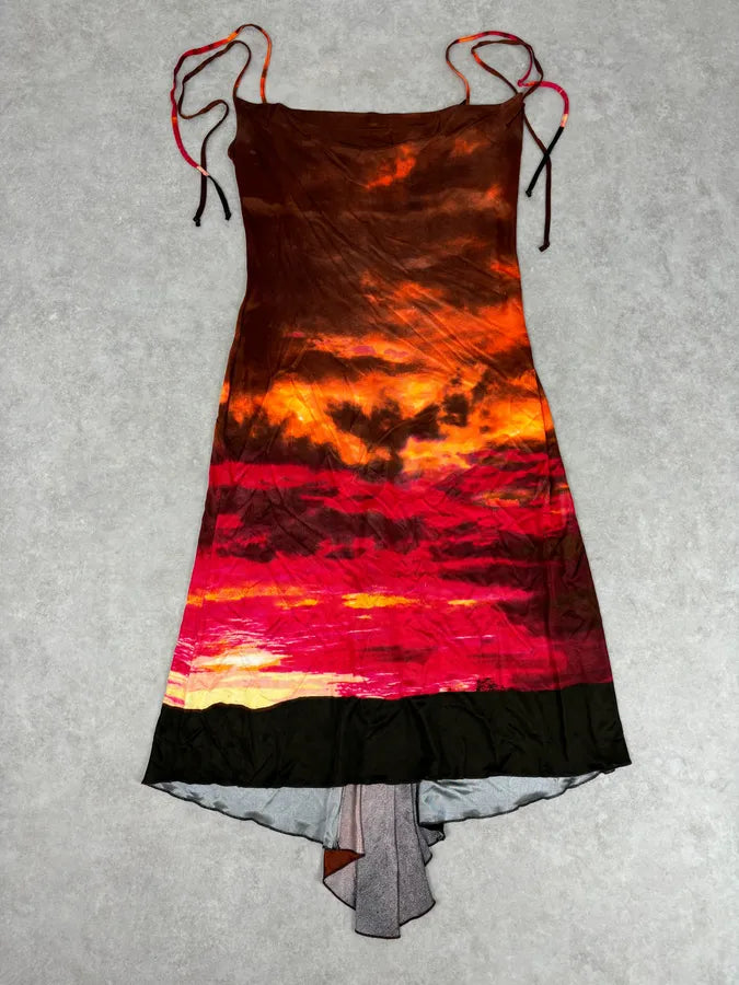 2000s Roberto Cavalli Sunset Silk Tie-Dye Maxi Dress fOyAgsx 2