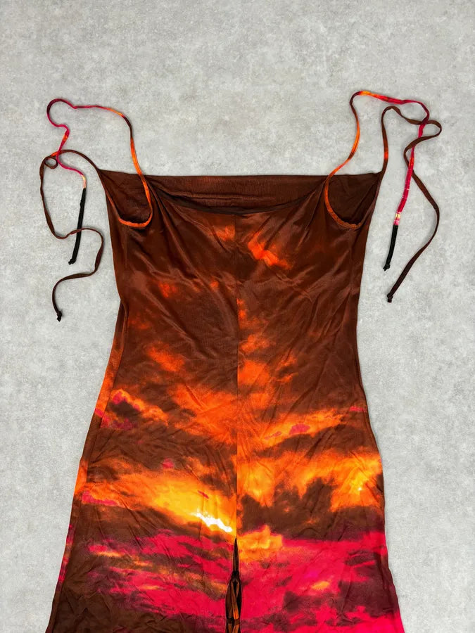 2000s Roberto Cavalli Sunset Silk Tie-Dye Maxi Dress fOyAgsx 5