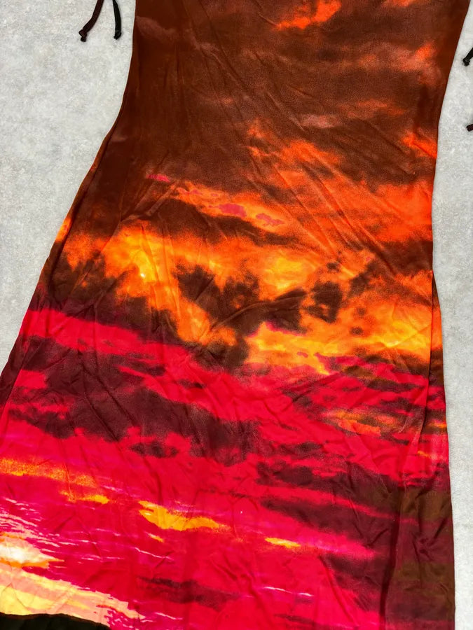 2000s Roberto Cavalli Sunset Silk Tie-Dye Maxi Dress fOyAgsx 10