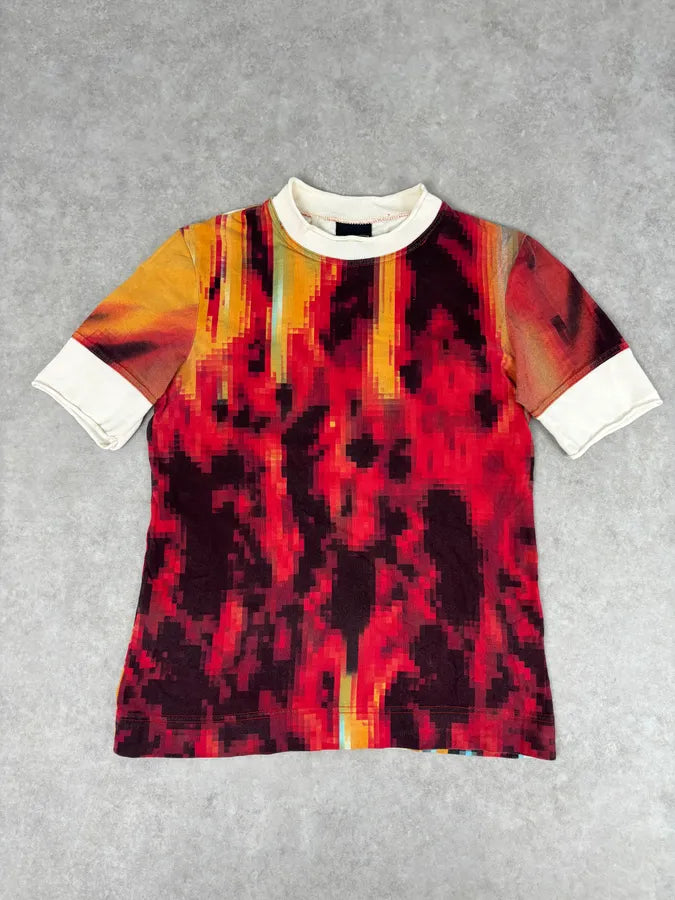 SS2001 Cavalli Multicolor Pixelated Graphic T-Shirt BoGVfEi 1