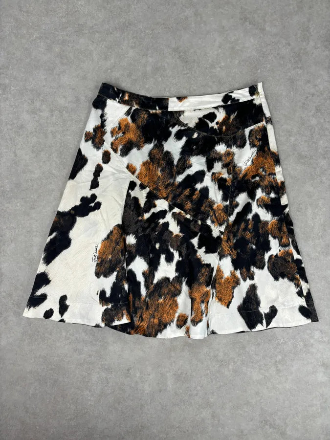 2000s Cavalli Cowhide Animal Print Skirt DjZVTWN 4