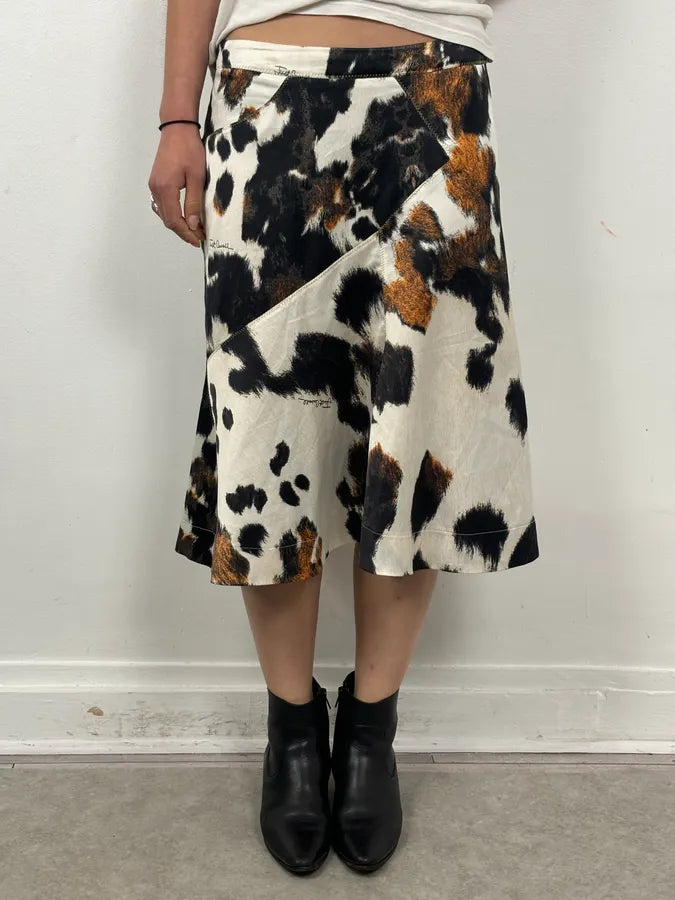2000s Cavalli Cowhide Animal Print Skirt DjZVTWN 0