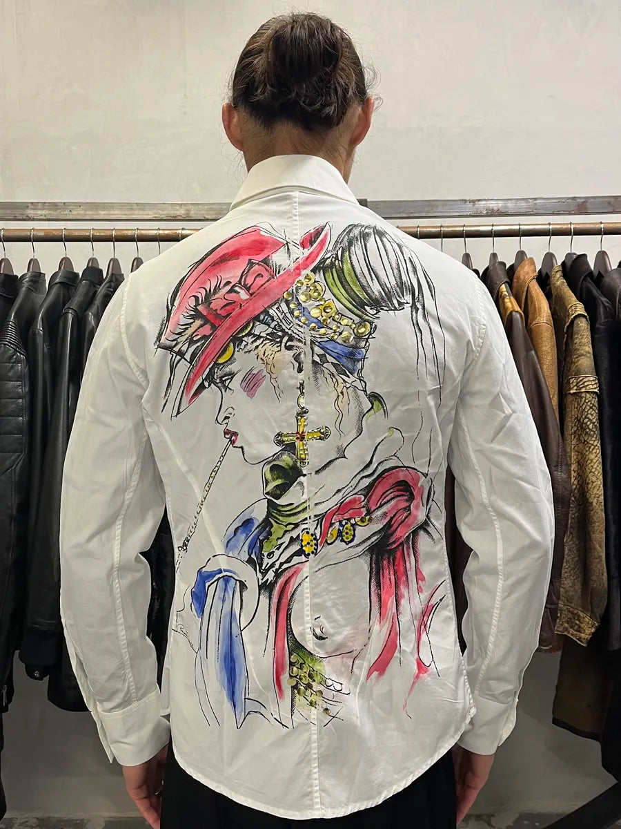 Roberto Cavalli Mysterious Chic Lady White Shirt (M) YlwoHHf 0