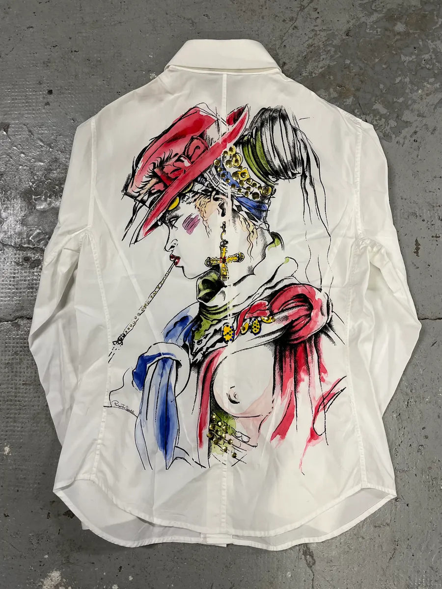 Roberto Cavalli Mysterious Chic Lady White Shirt (M) YlwoHHf 2