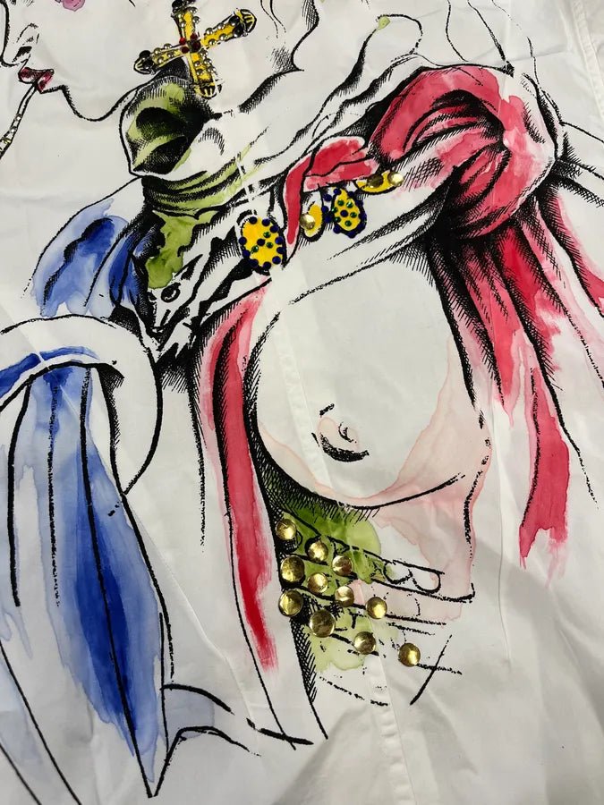 Roberto Cavalli Mysterious Chic Lady White Shirt (M) YlwoHHf 5