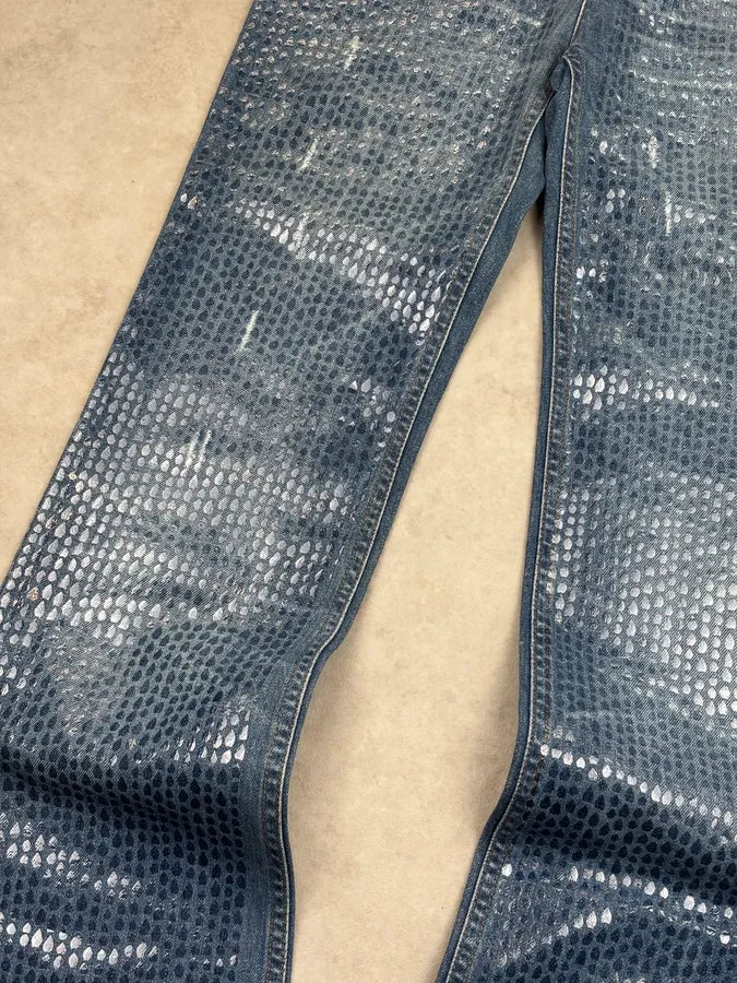 FW1999 Roberto Cavalli Navy Denim Sequin Flared Jeans uQMjFlD 11