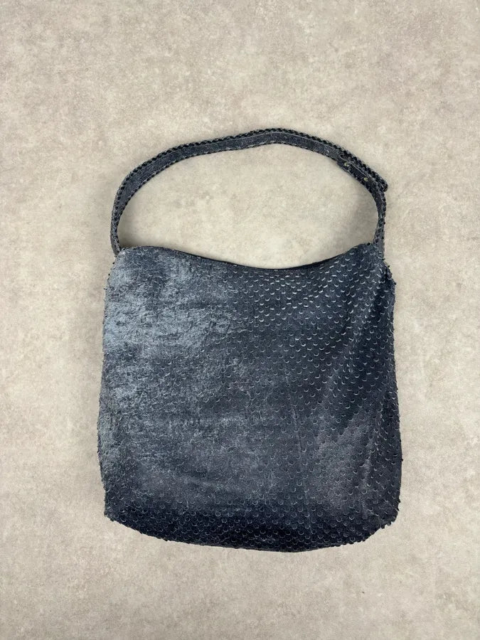 Roberto Cavalli Navy Leather Textured Hobo Bag DzetLcM 4