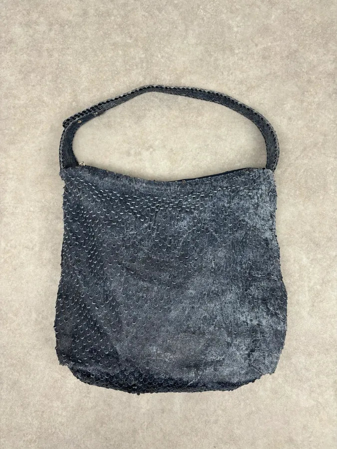 Roberto Cavalli Navy Leather Textured Hobo Bag DzetLcM 1