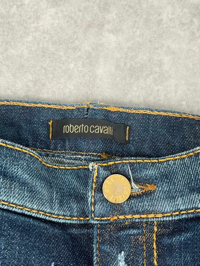 AW2006 Roberto Cavalli Navy Royal Gold Baroque Embroidered Jeans WzzyTSD 9