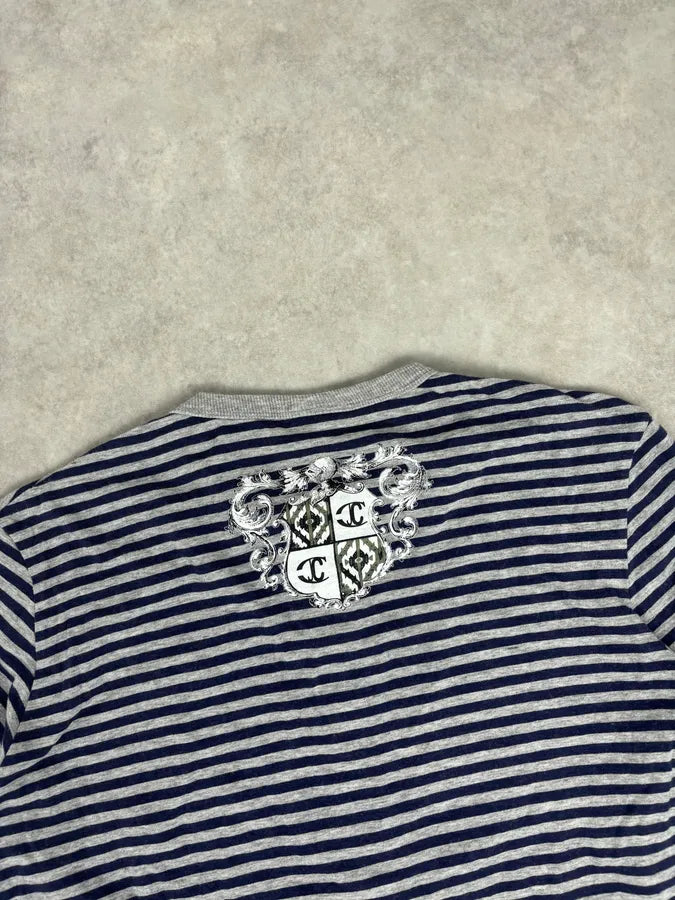 AW2008 Cavalli Navy & Grey Striped Henley Longsleeve  UZQRsOf 5
