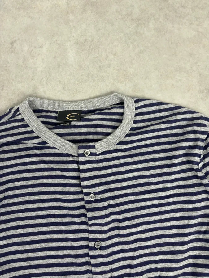 AW2008 Cavalli Navy & Grey Striped Henley Longsleeve  UZQRsOf 3